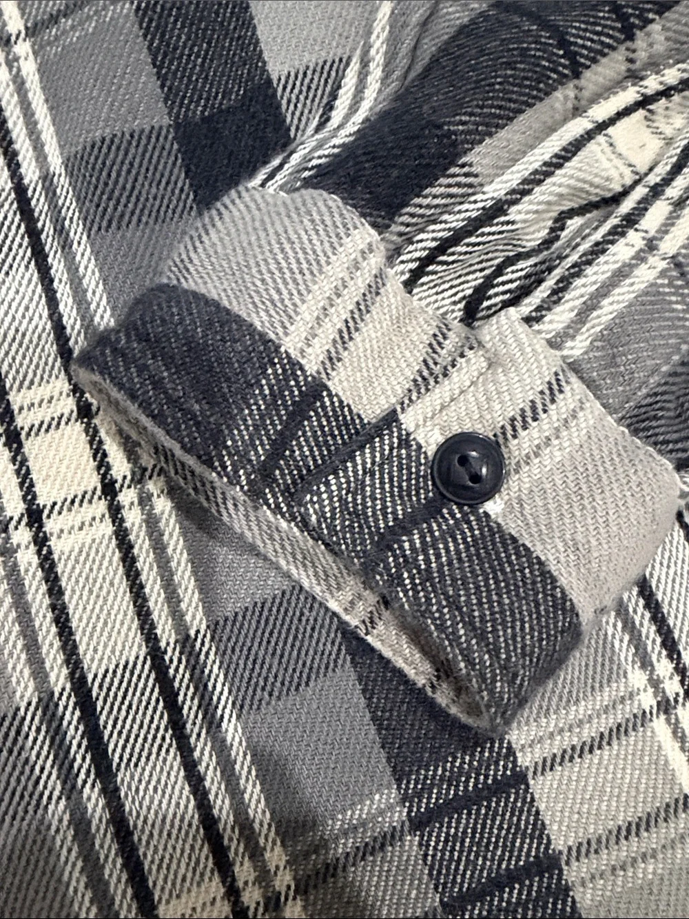 Polo by Ralph Lauren Gray and White Plaid Zip-Front Flannel Shirt